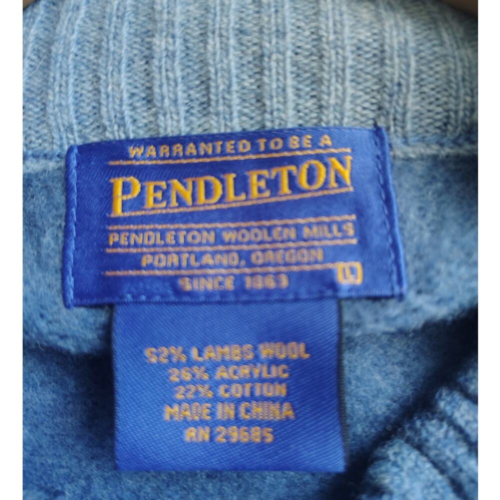 Pendleton Men’s Lambswool 1/4 Zip Sweater Large Blue Pullover Made in USA - Picture 4 of 4